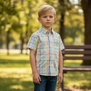The Children's Place white Multicolor Plaid Button Down Shirt